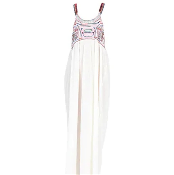 P_Jean By PINKO Embroidered Beaded Cross Back Maxi Dress Southwestern Small S - Picture 2 of 12